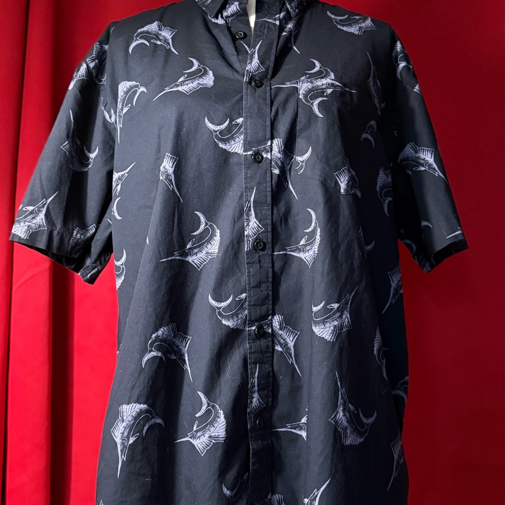 Old Navy Black Fish Print Men's Casual Shirt
